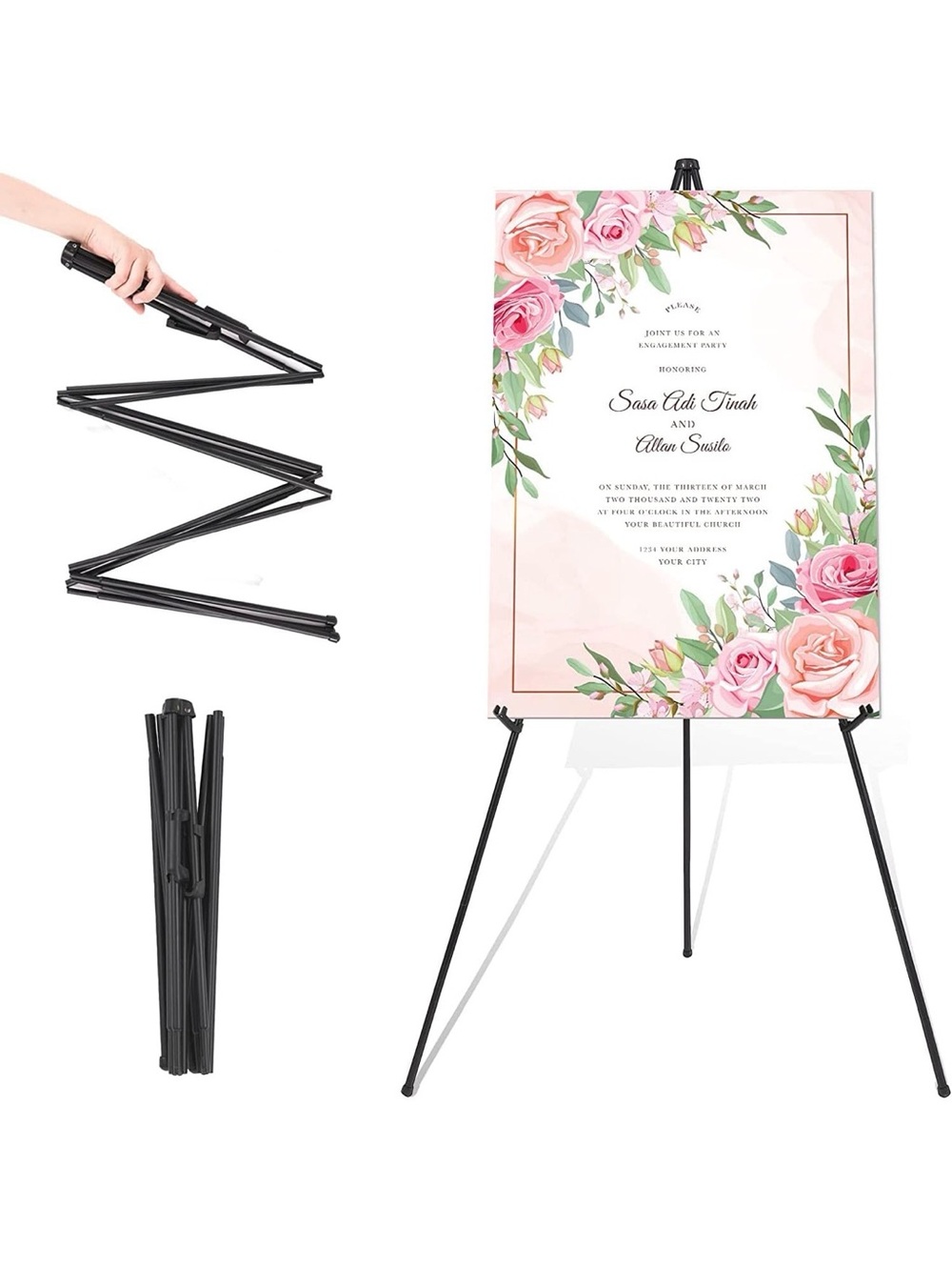 Foldable White Display Easel Stand for Signs & Posters - Perfect for Events